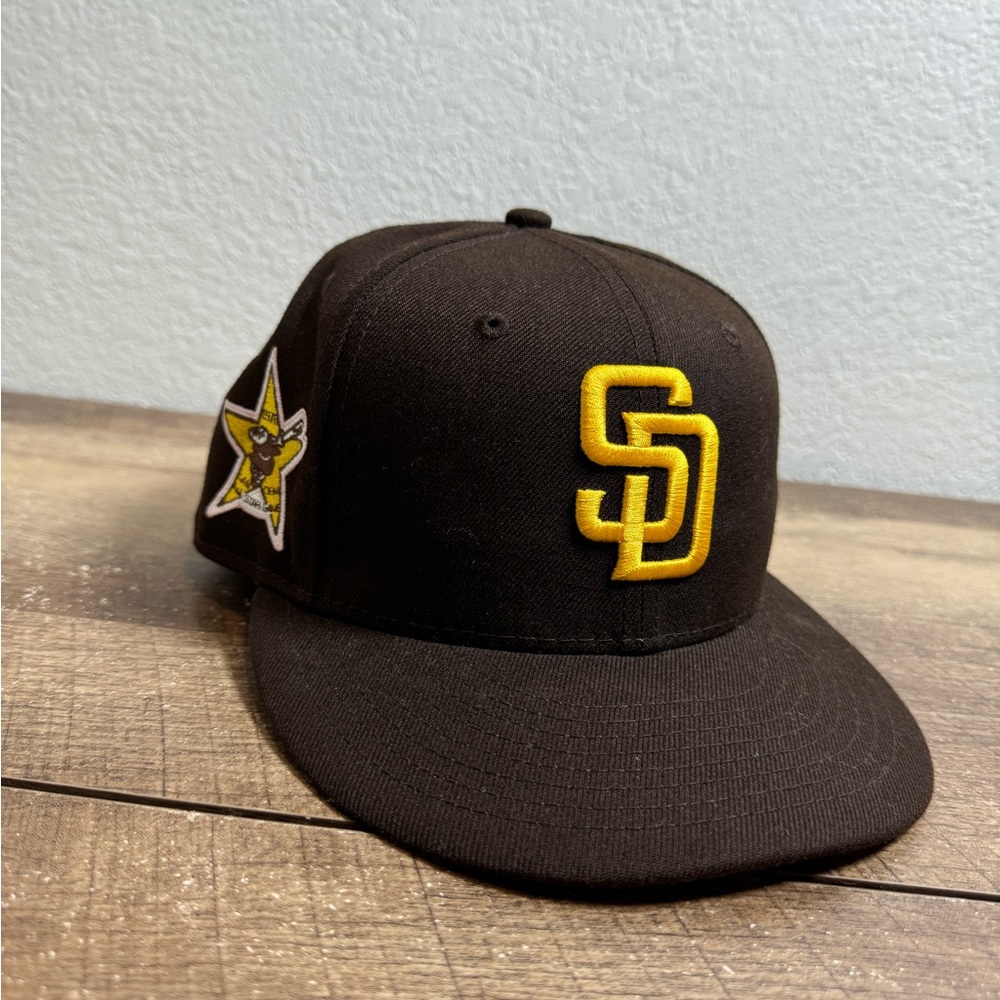 San Diego Padres‎ 1978 All-Star Game Patch Brown Fitted Hat Pink 7